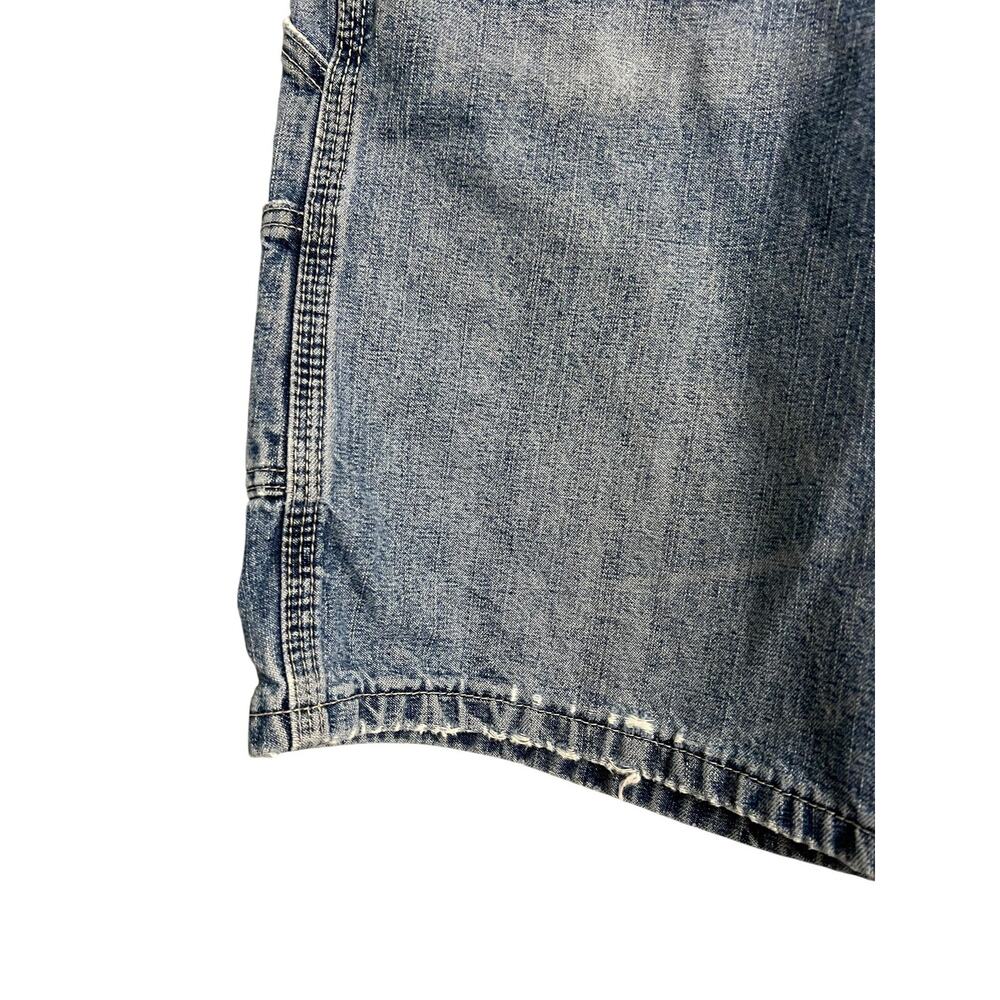 Lee Dungarees Denim Cargo Shorts Mens 34 Blue Carpenter Hammer Loop Distressed - Picture 3 of 9